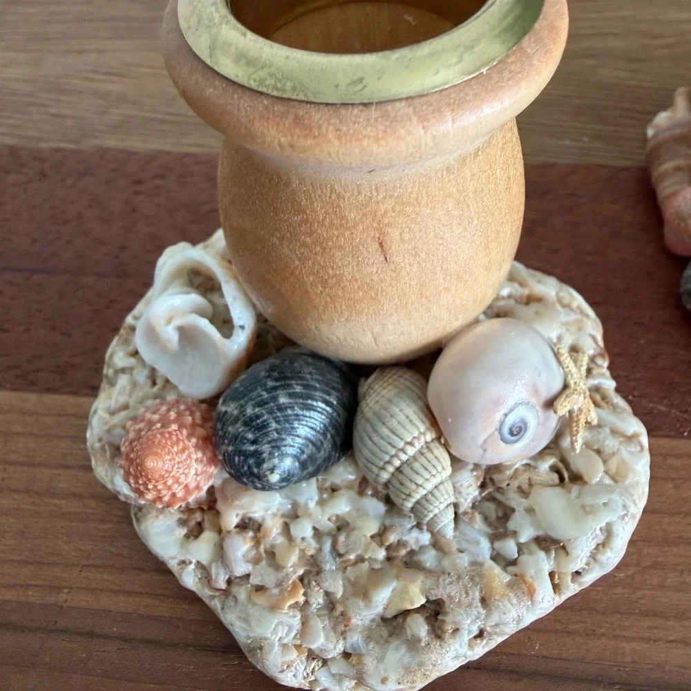 OOAK Vintage Shell Candle Holders set of 2